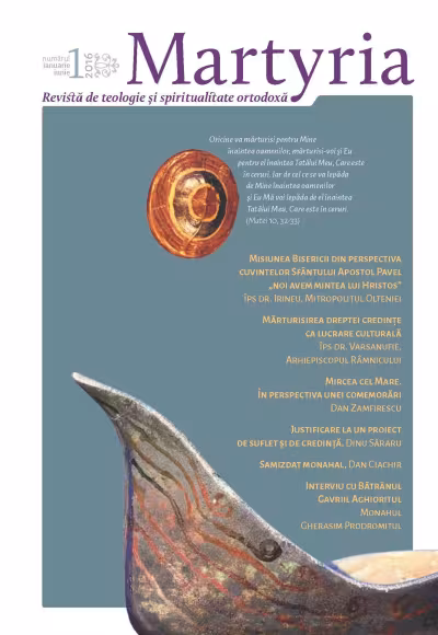Martyria, ianuarie-iunie 2016, numărul 1