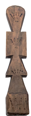 Croce da mano in legno scuro, con le lettere IC XC incise.